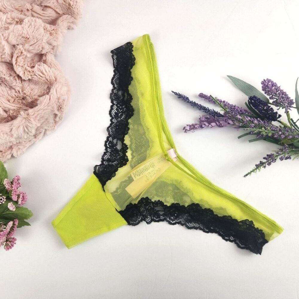 EXTRA LARGE Victoria's Secret Yellow Mesh Lace Thong